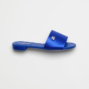 Chanel satin mules blue (40.5)